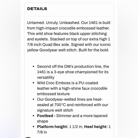 Dr. Martens 1461 CROC EMBOSS LEATHER PLATFORM SHOES - Picture 10 of 10